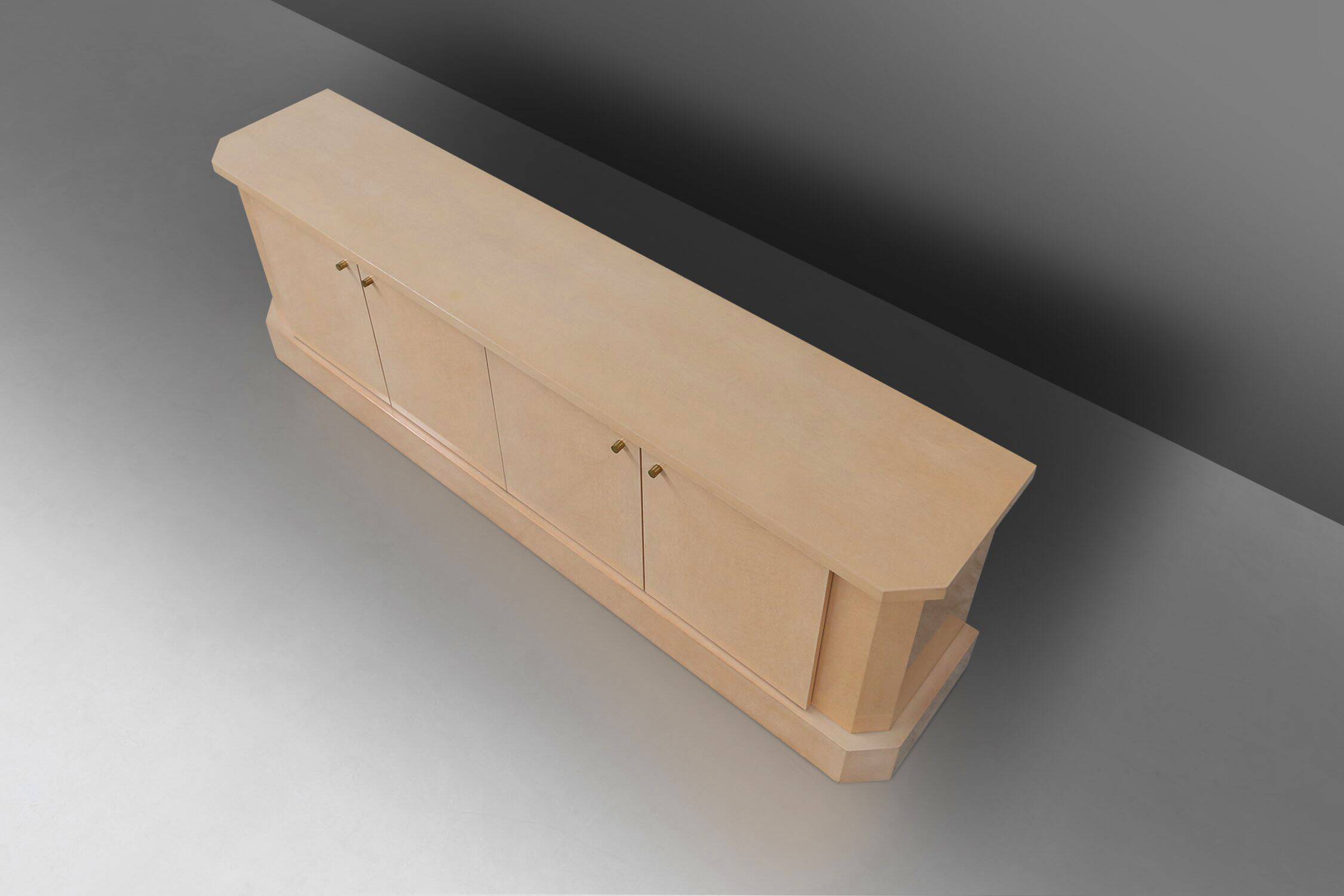 Ivory Lacquer Sideboard in burl wood by Jean Claude Dresse, 1940s