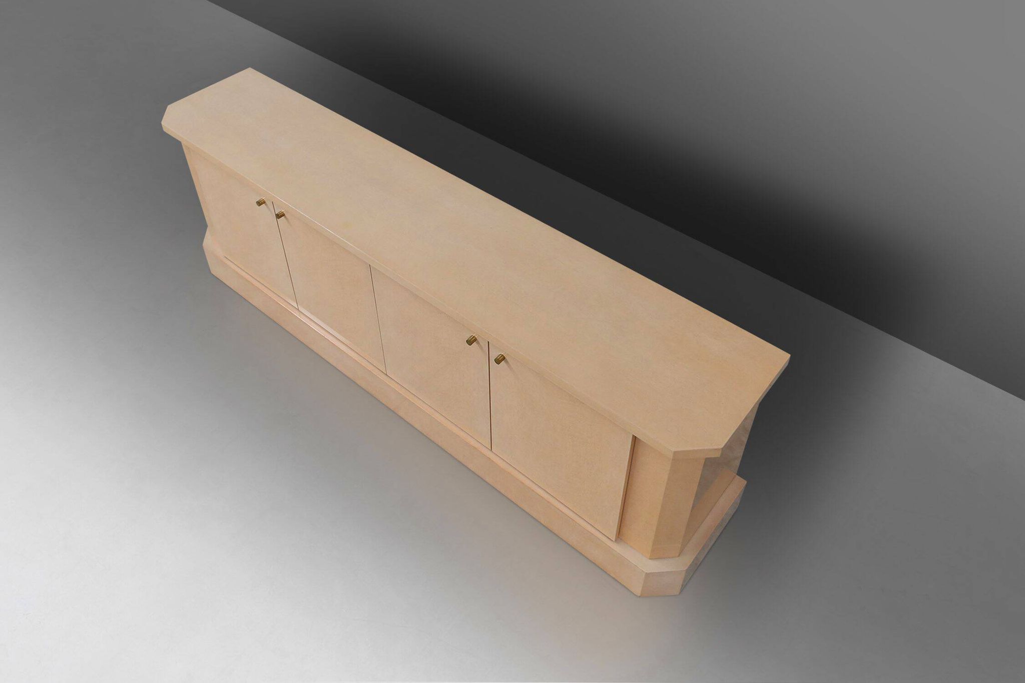 Ivory Lacquer Sideboard in burl wood by Jean Claude Dresse, 1940s