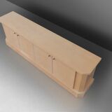 Ivory Lacquer Sideboard in burl wood by Jean Claude Dresse, 1940s