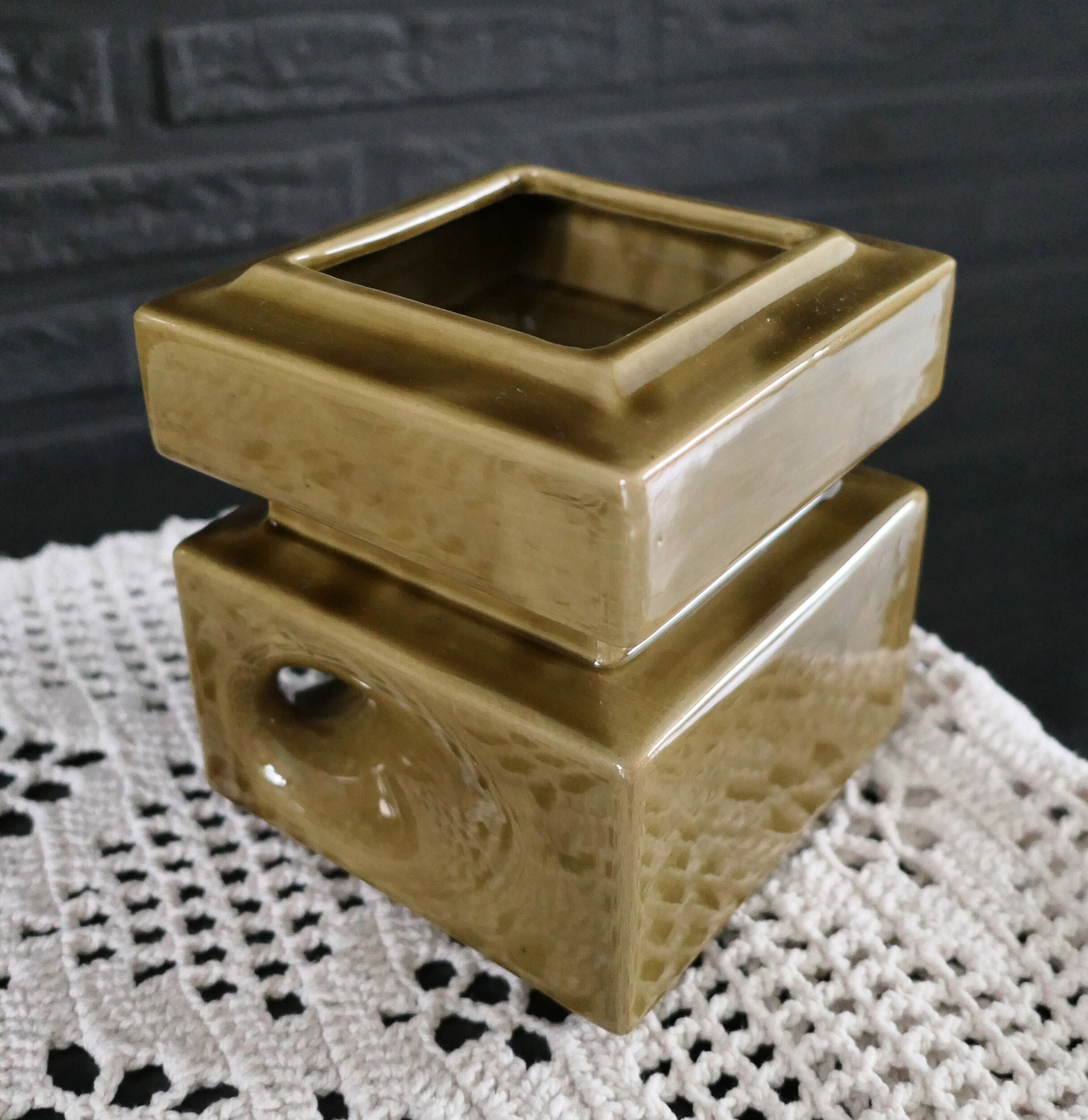 Modernist ceramics 1960s olive green