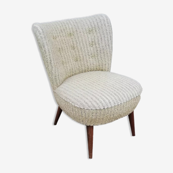 Fauteuil vintage tissu beige