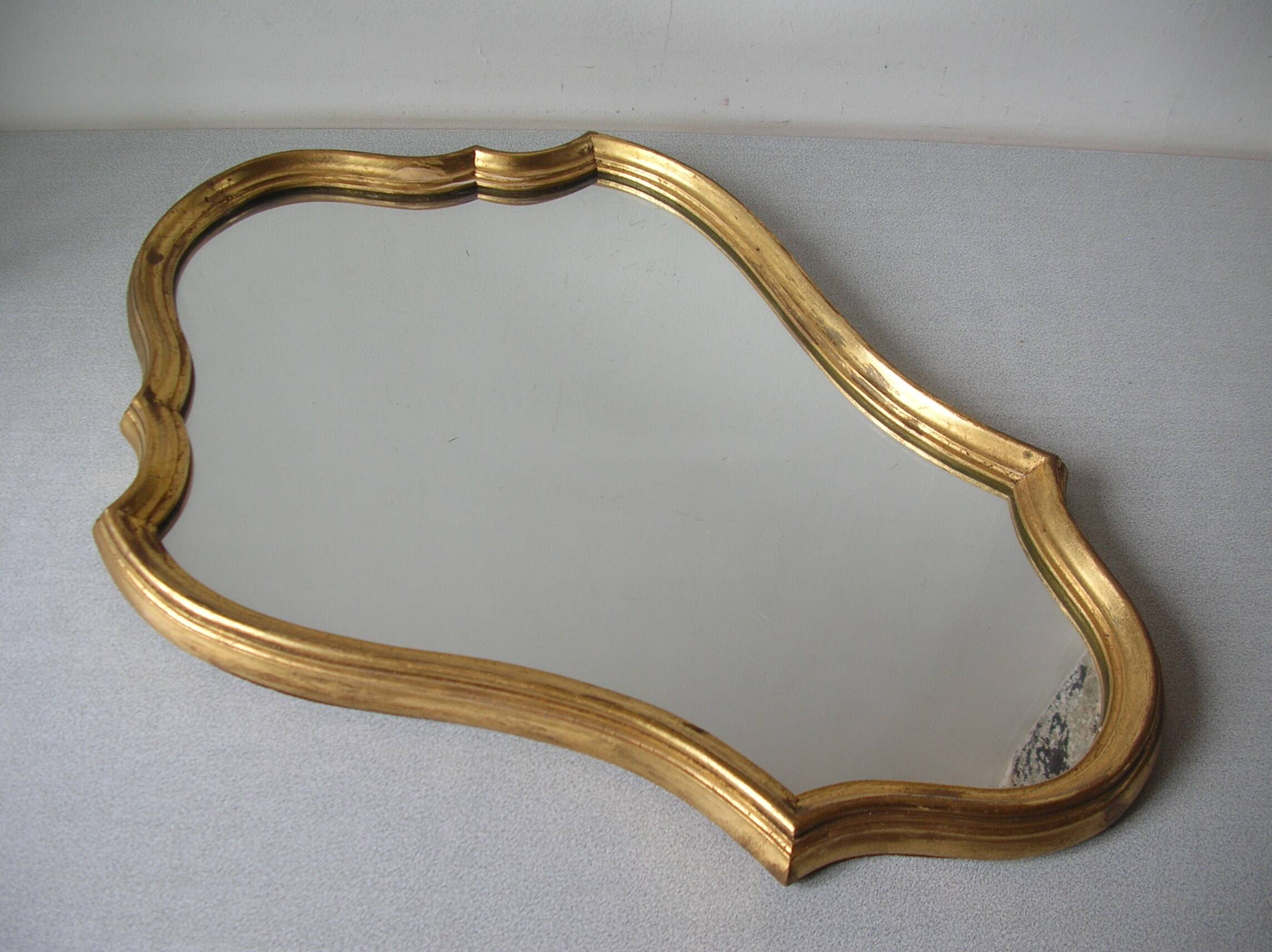 Old mirror glass mirror wooden background gilded wood decoration hall living room