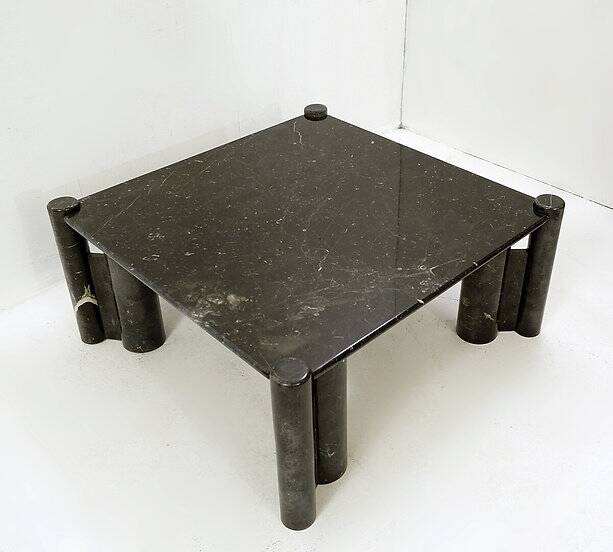 Mid-century modern Black marble square coffee table - 1970s