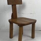 Brutalist oak low chair or children's chair, Dutch 1970s
