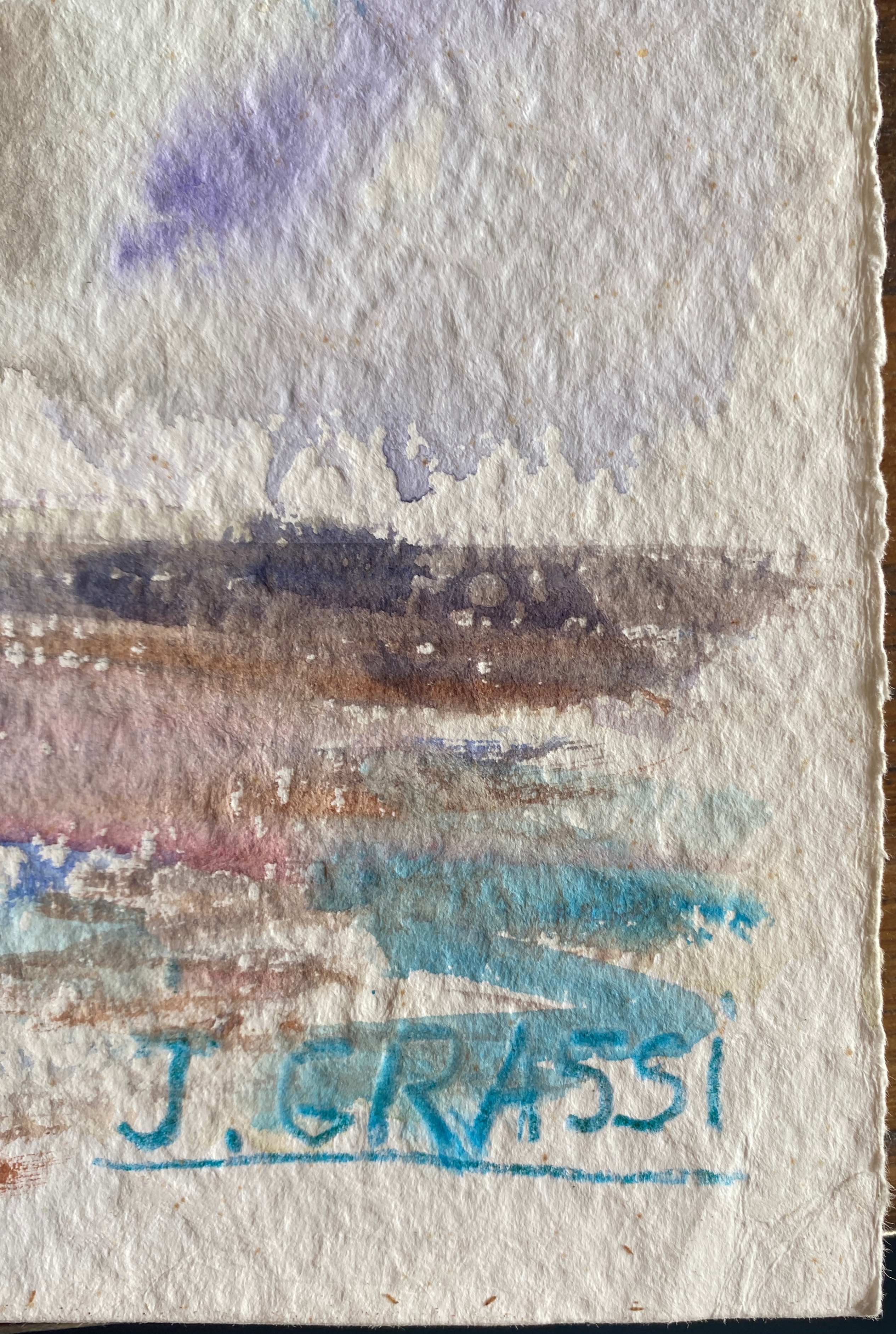 Painting "bouquet of flowers" Watercolor signed J. Grassi