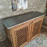 Antique solid pine sideboard with zinc top.