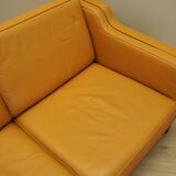 Orange leather sofa, Danish design, 1970s, production: Denmark