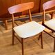 4 vintage Scandinavian "Freya" chairs in natural linen boucle.