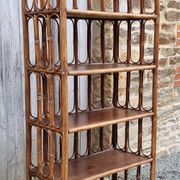 Bookcase bamboo and rattan shelves, Maugrion for Roche Bobois, 80s