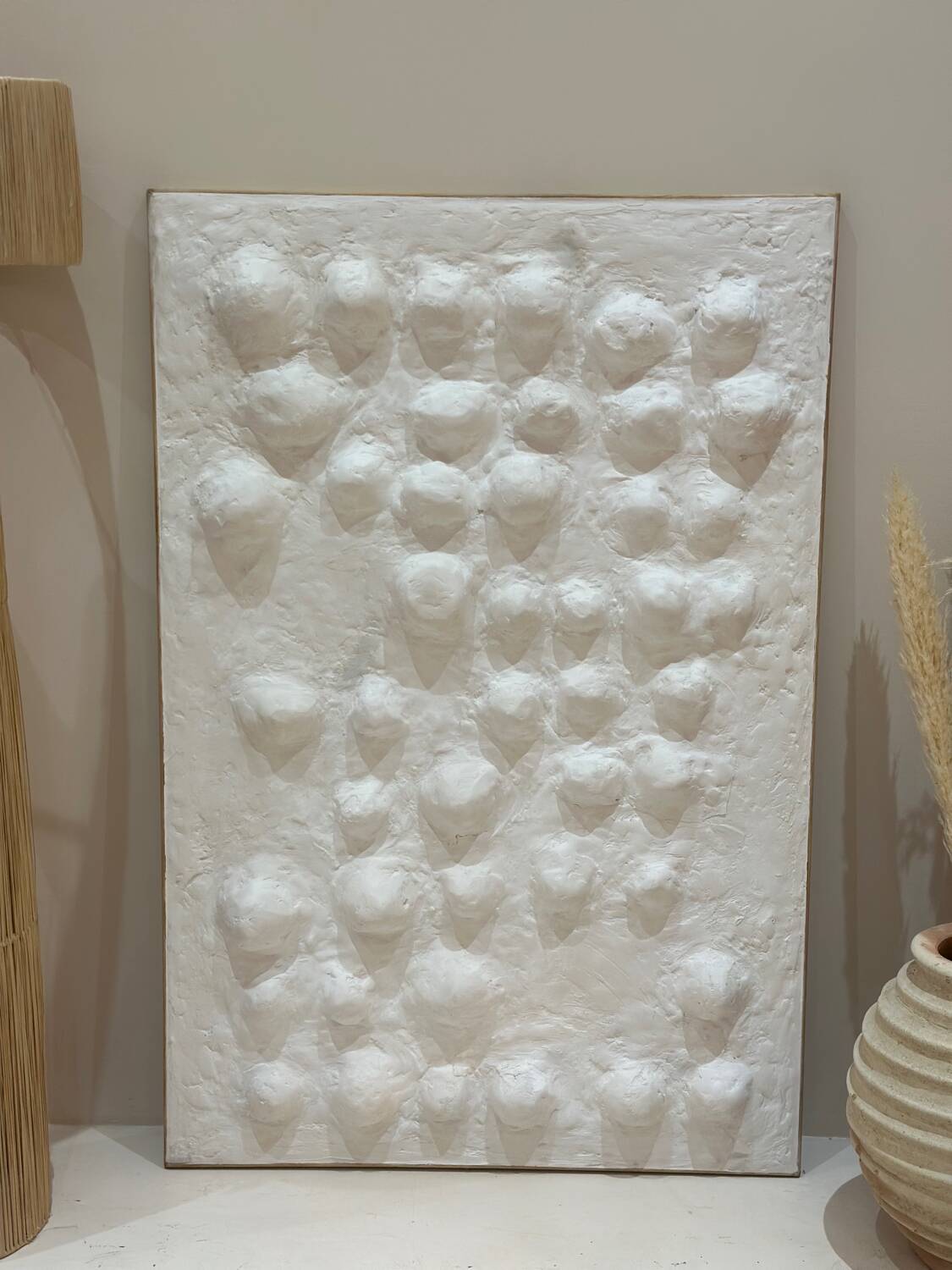 Tableau contemporain texturé relief 3D minimaliste - murmures blancs