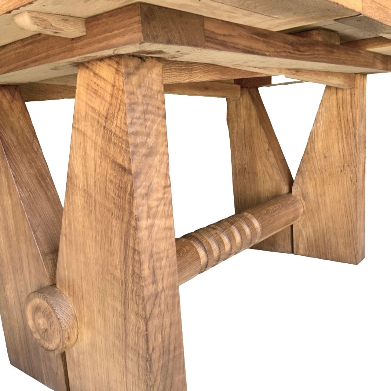 Dining Table with Extensions, 1940s In Solid Oak