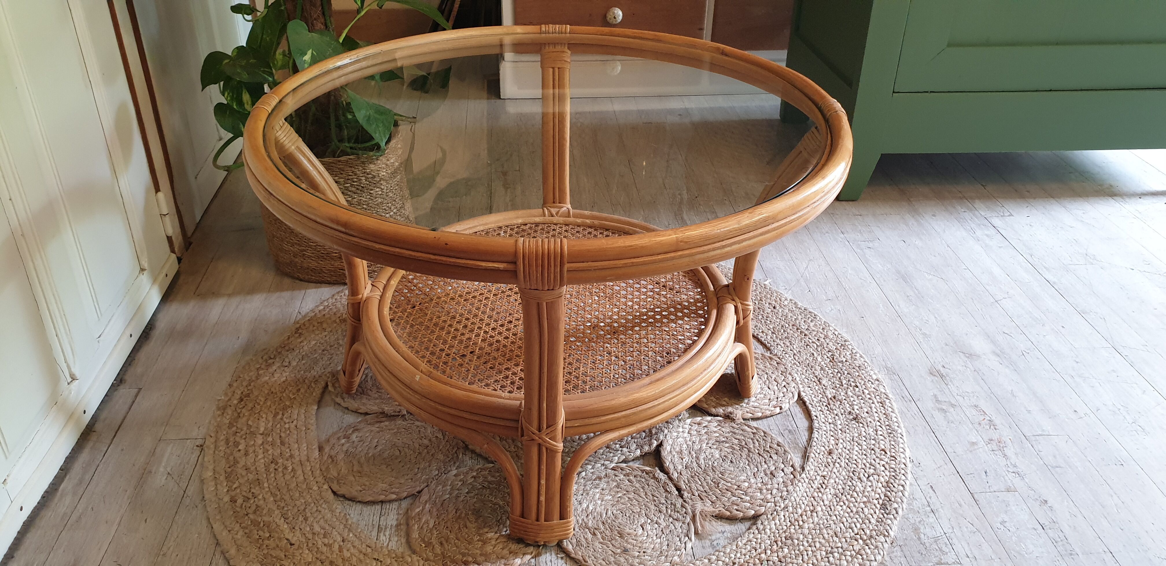 Glass and canning coffee table