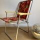 Vintage folding camping armchair with red flower pattern from sieger made in germany