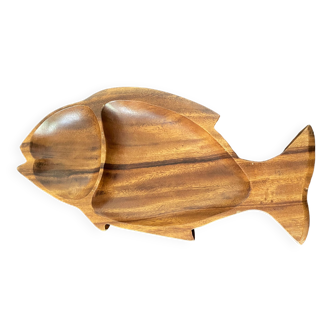 Fish-shaped wooden dish