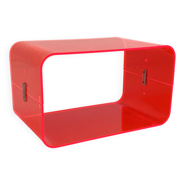 Table basse rose fluo en plexi, 1980