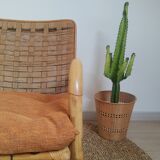 Vintage rattan and braided rope armchair