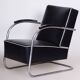 Bauhaus Armchair with Stool in Chrome attributed to Mücke-Melder, Czech, 1930s, Set of 2