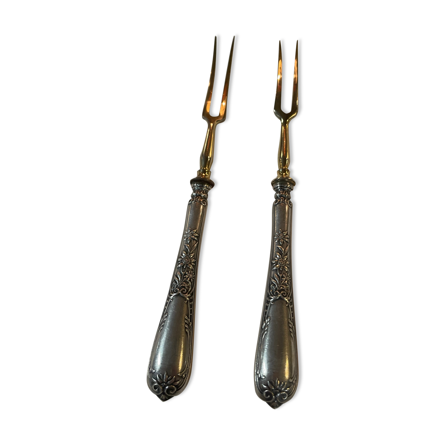 Pair of silver charcuterie forks