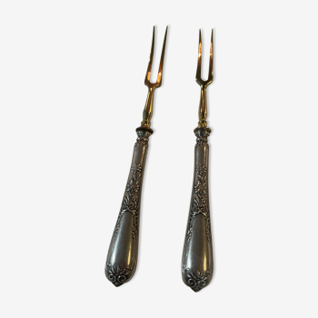 Pair of silver charcuterie forks