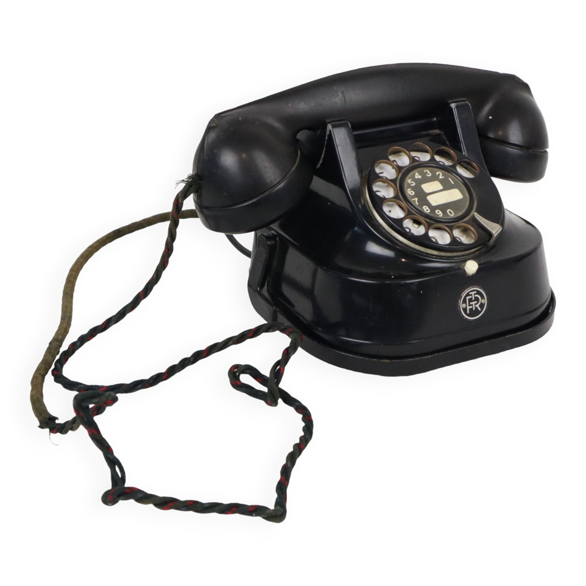 Old rotary dial telephone black metal bakelite rtt 1965