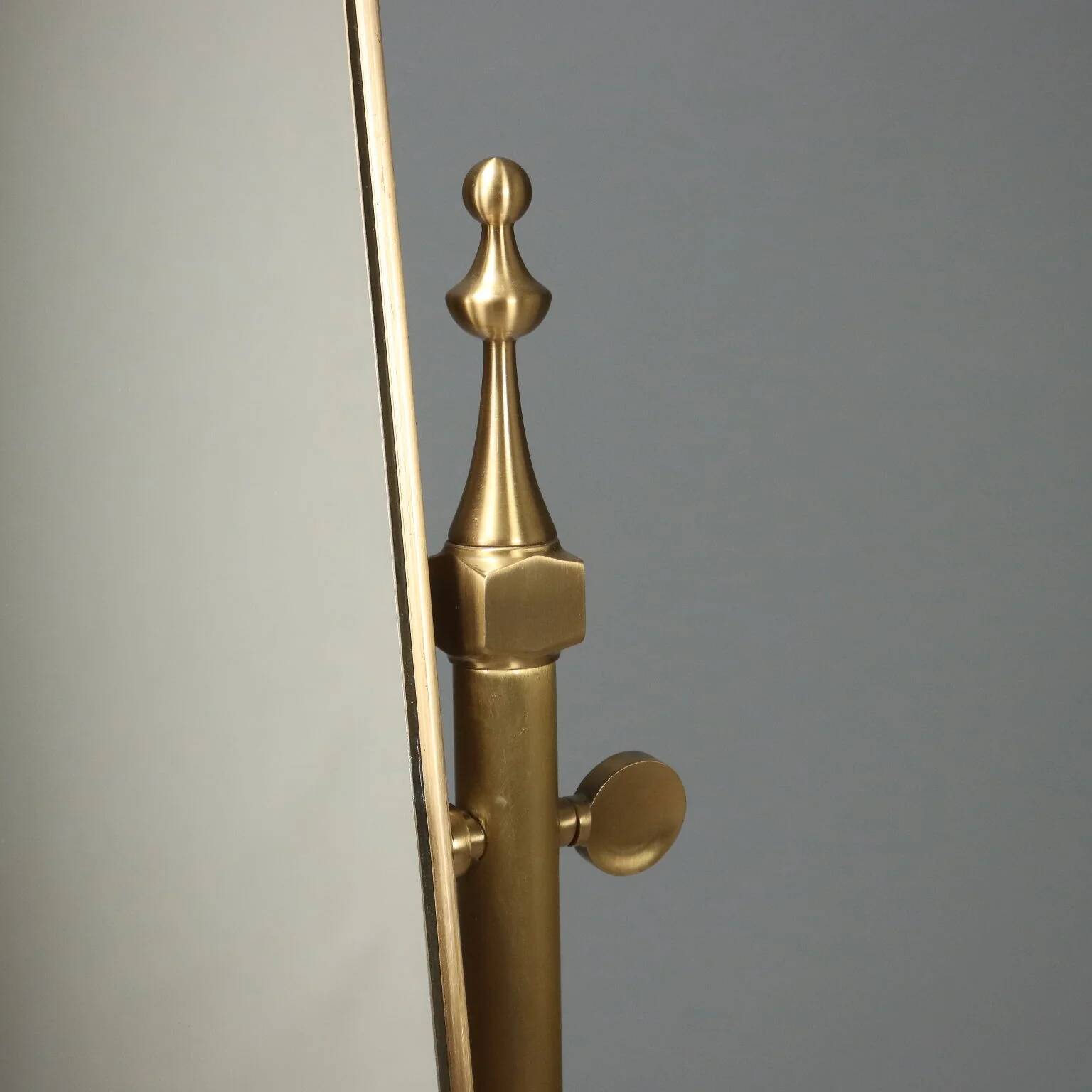 Brass vanity mirror with adjustable tilt