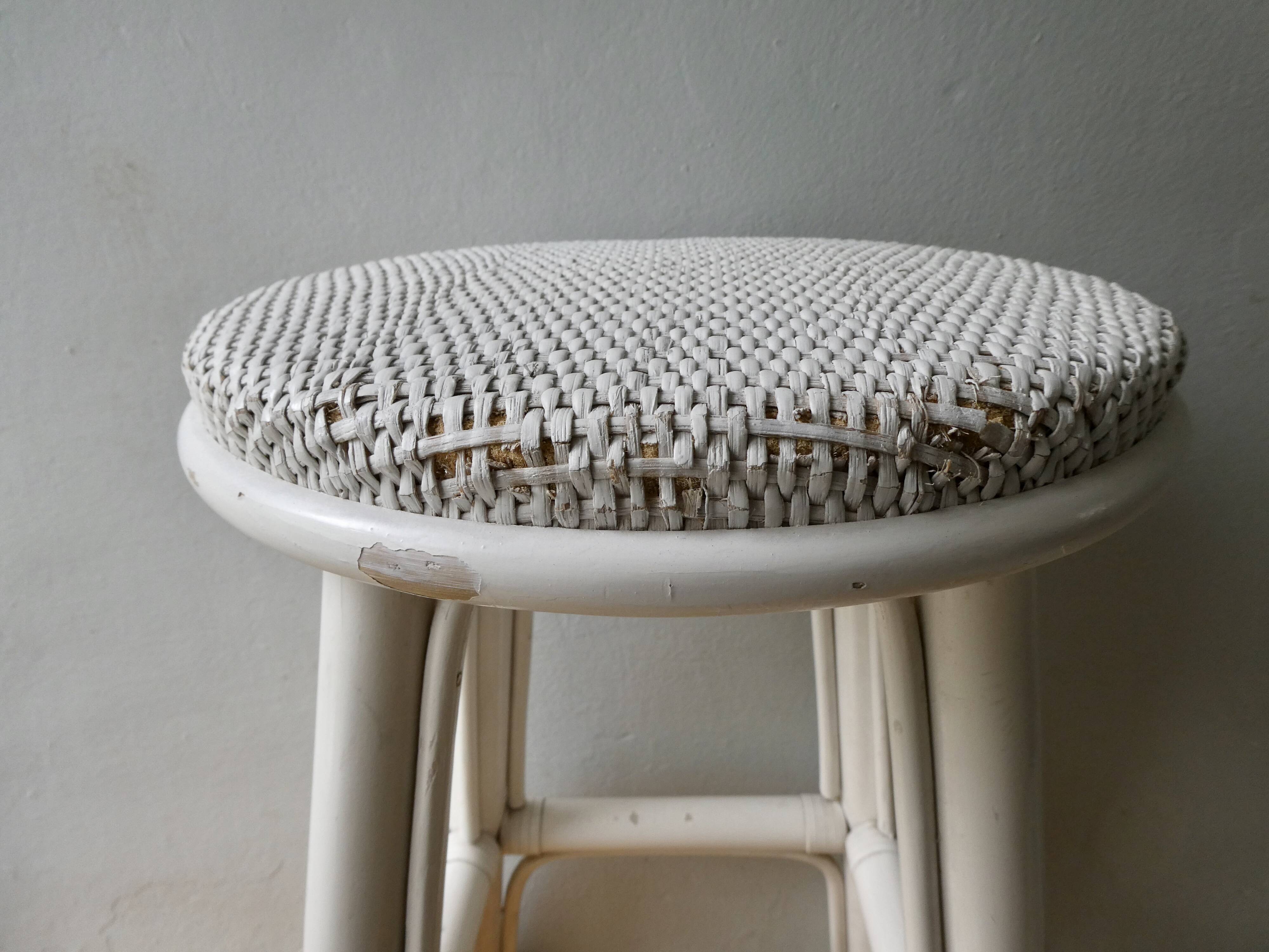 White rattan stool