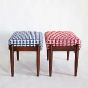 Mid Century GFM stool pair in Dedar Jacquard Tweed, E. Homa, Europe, 1960s