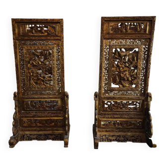 Pair of large Chinese table screens