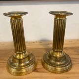 Pair of Louis XVI candlesticks in gilded bronze