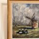 Oil Painting Table Wood Mill Woman Bigouden Impressionism Courvois