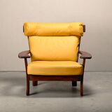 Brazilian Lounge Chair in Rosewood and Ochre Leather
