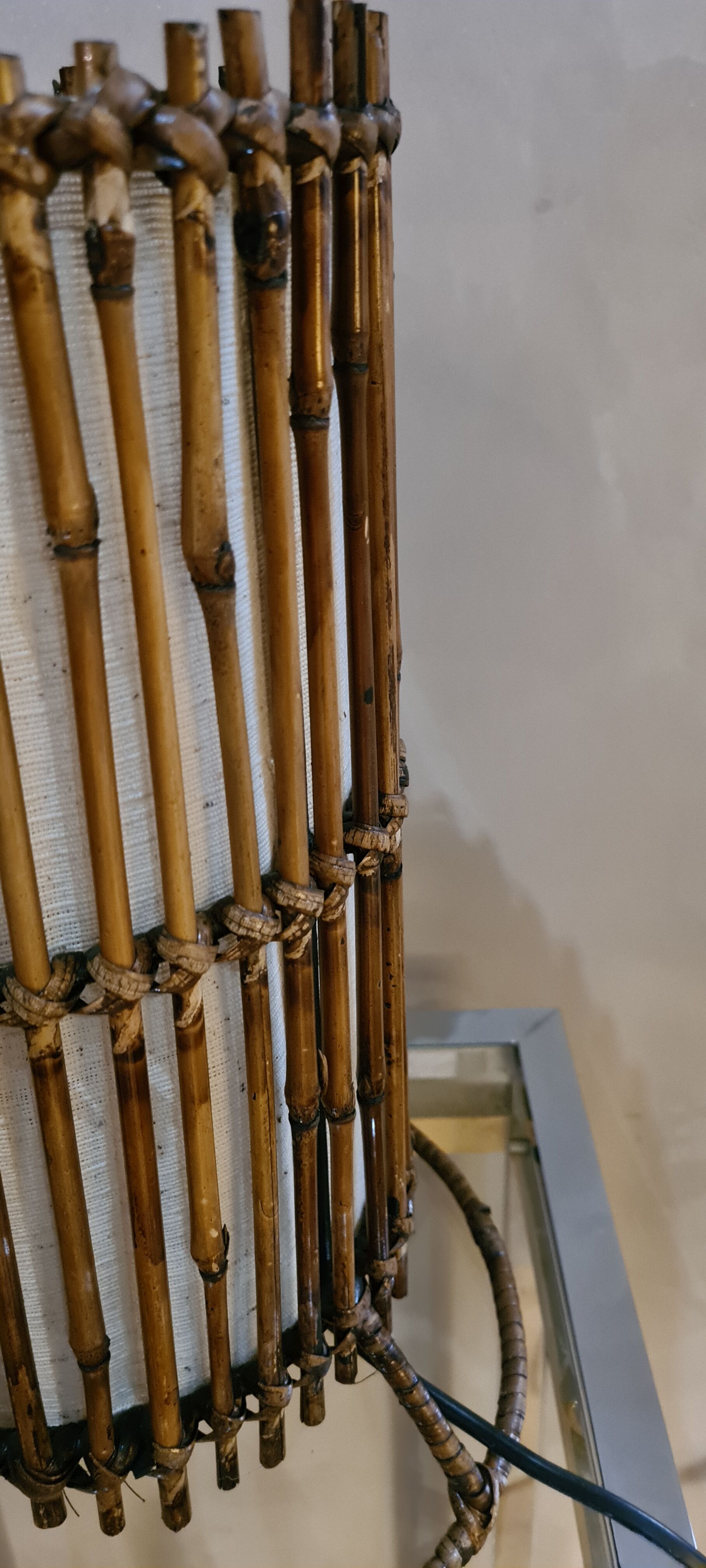 Wicker lamp rattan bamboo in the taste of louis sognot 1950 a 70