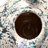 Vintage Brown and Green Lacquered and Handpainted Terracotta Vase, Deruta, Italy