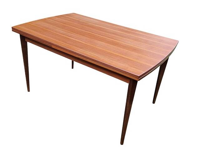 Table à manger scandinave extensible vintage 1960 rectangulaire teck