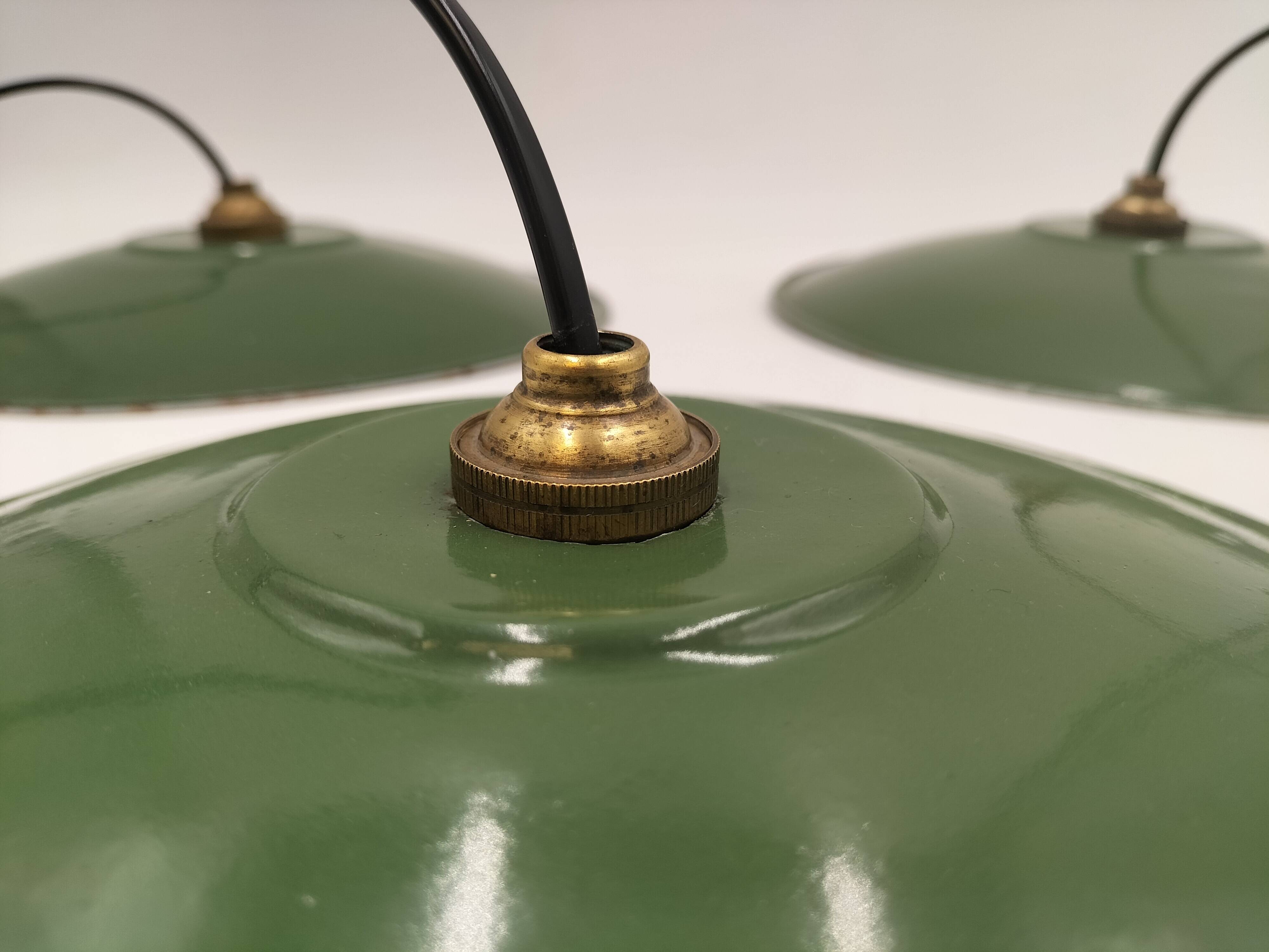 Enameled sheet metal pendant lights