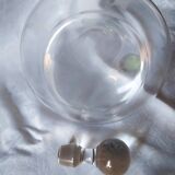 Mouth-blown crystal ewer-shaped carafe with handmade decoration and stopper