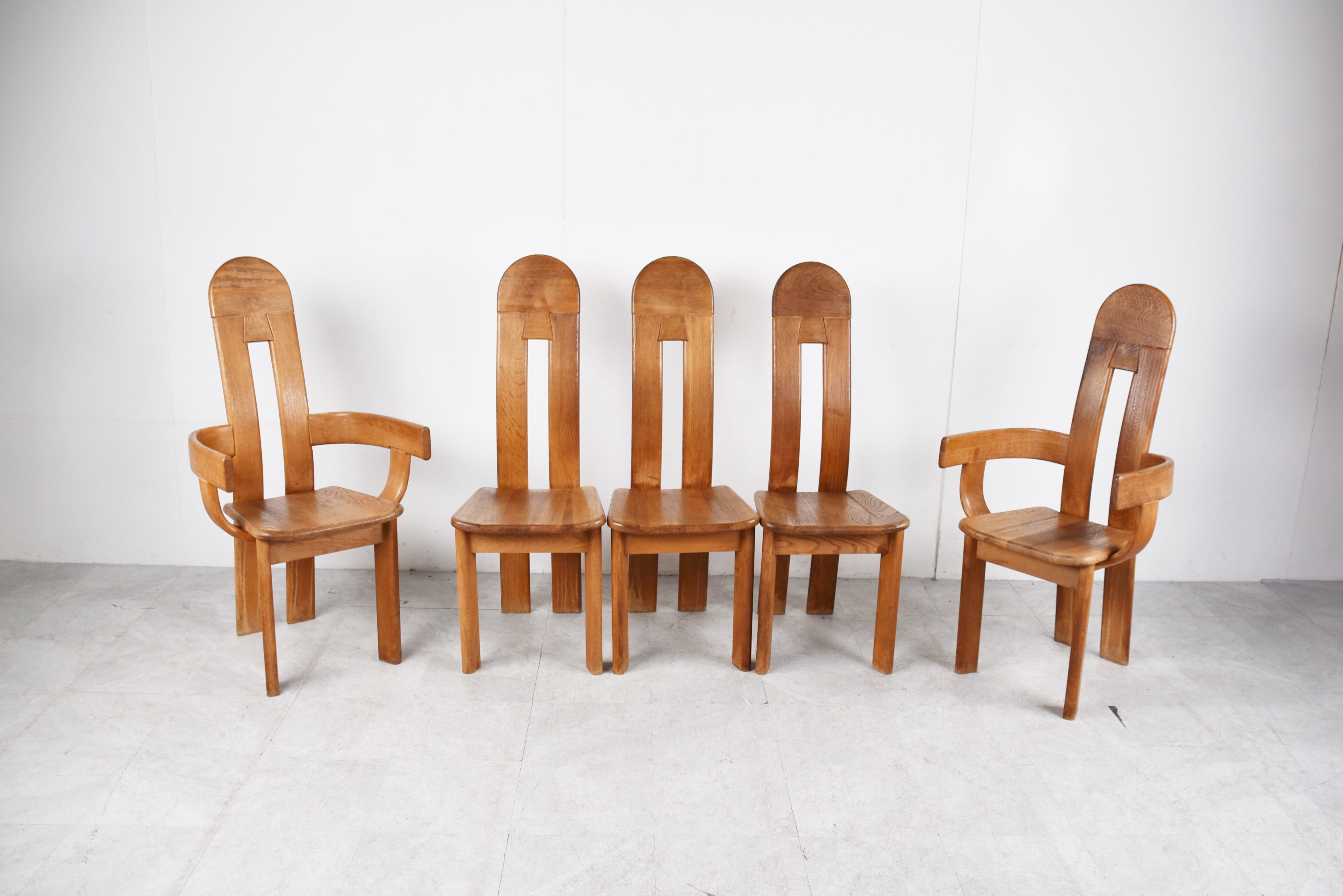 Vintage brutalist dining chairs by De Puydt, 1960s