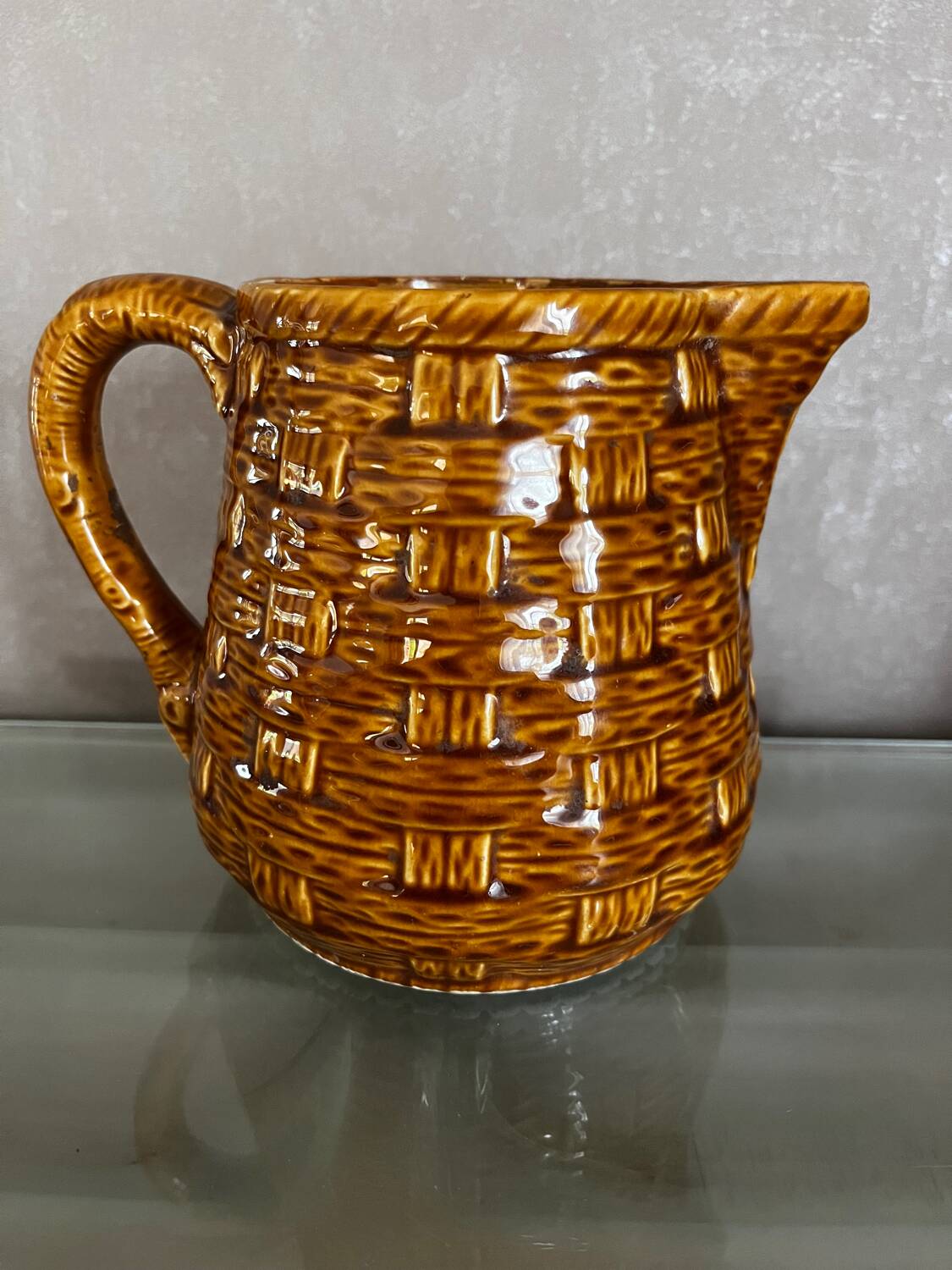 Digouin and Sarreguemines ceramic pitcher with braided decoration