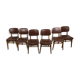 Suite de 6 chaise bois skaï marron brus vintage année 50 - 60