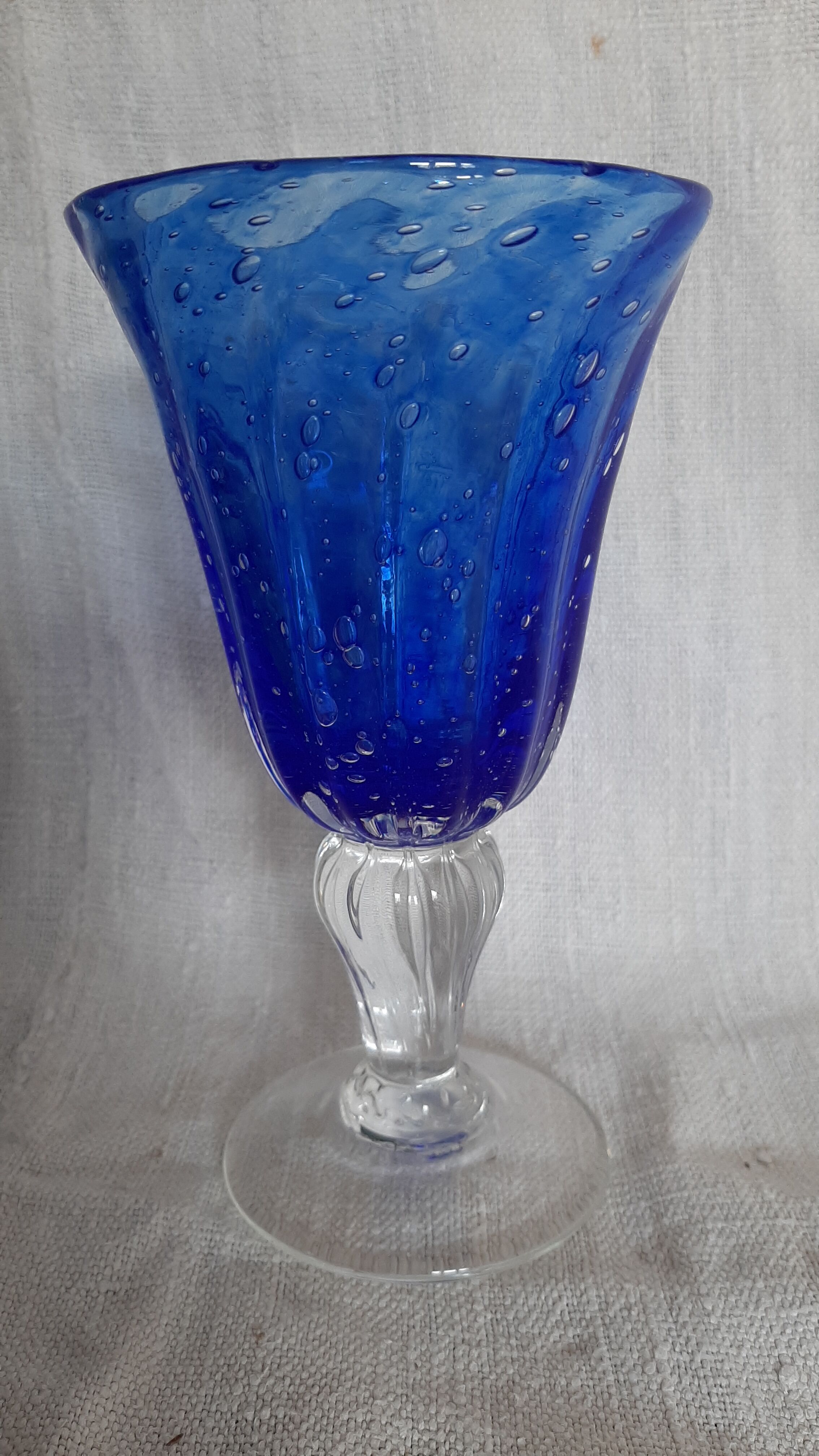 Set of six blue walking glasses "Biot" by Saba.