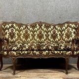 Rare Banquette d'angle / caqueteuse style Louis XV en bois sculpté époque XIXeme