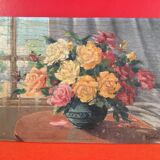 Still life oil on flower bouquet panel