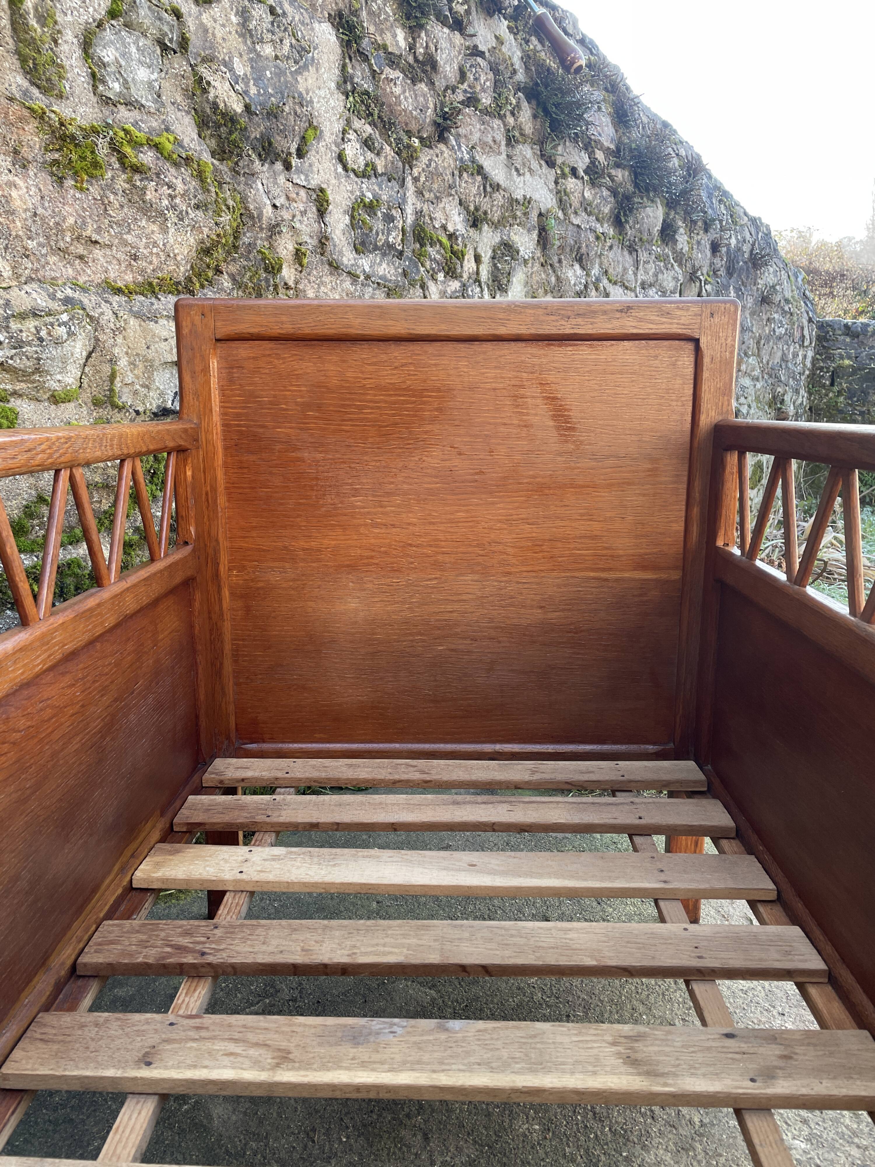 Handmade children's bed with compass feet 1950