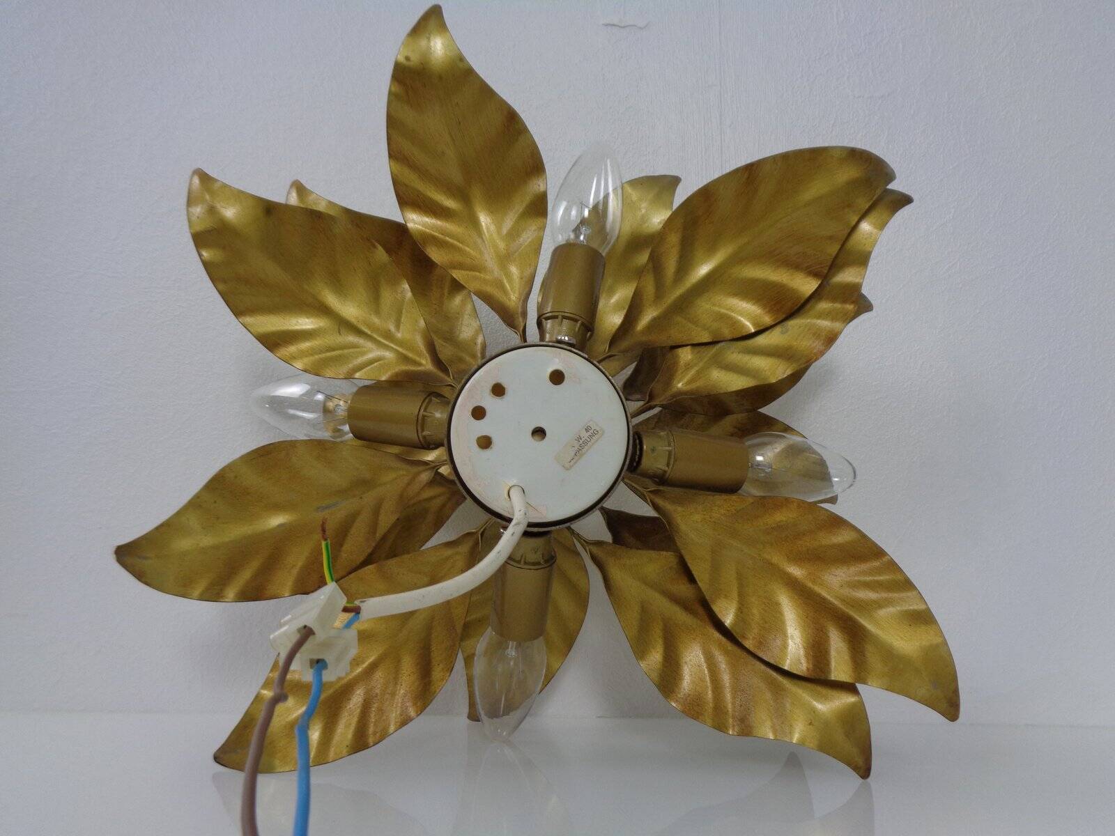 Golden Flower Shape Flushmounts by Hans Kögl, 1970s, Set of 2