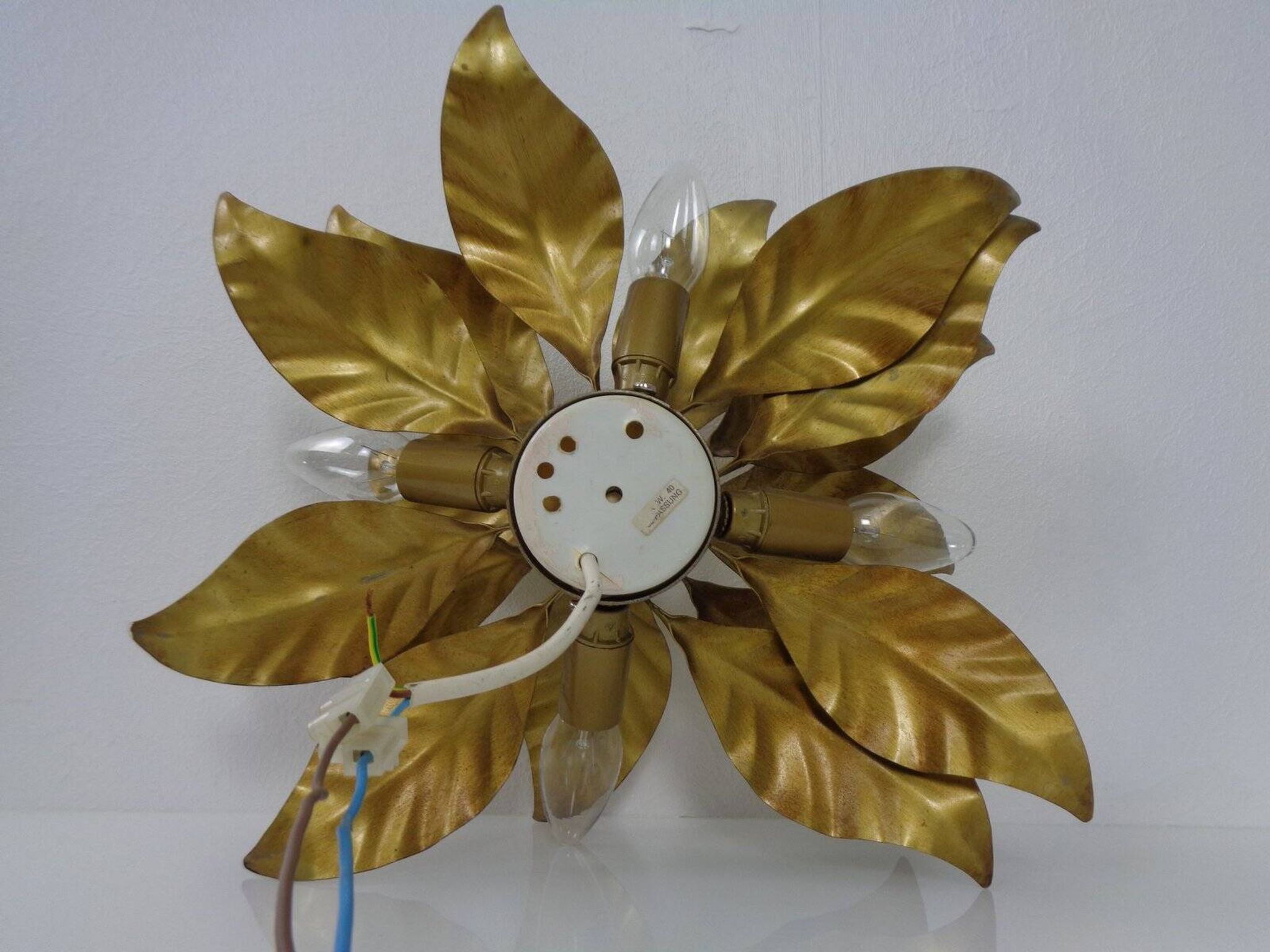 Golden Flower Shape Flushmounts by Hans Kögl, 1970s, Set of 2