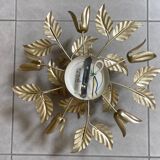 80s gold metal flower wall light