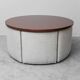 Vintage round dining set with 6 chairs, 1970s modernist