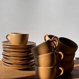 Set of 10 CNP village stoneware coffee cups and saucers