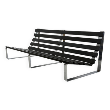 Vintage slatted bench by Kho Liang Ie for Artifort