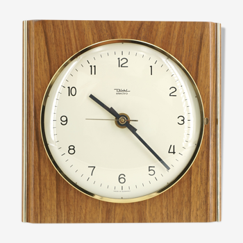 60s wall clock in wood and brass Diehl